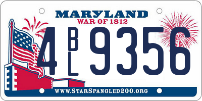 MD license plate 4BL9356
