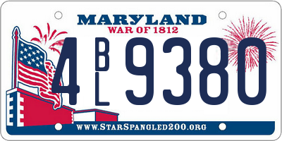 MD license plate 4BL9380