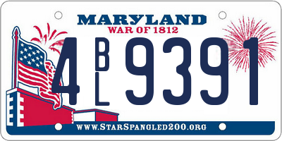 MD license plate 4BL9391