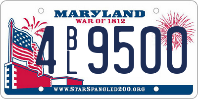 MD license plate 4BL9500