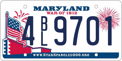 MD license plate 4BL9701