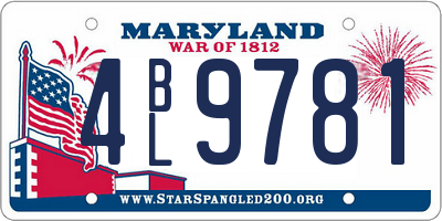 MD license plate 4BL9781