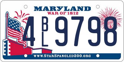MD license plate 4BL9798