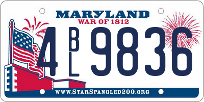 MD license plate 4BL9836