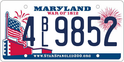 MD license plate 4BL9852