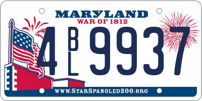 MD license plate 4BL9937