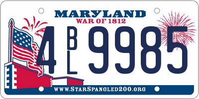 MD license plate 4BL9985