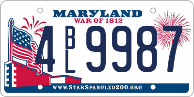 MD license plate 4BL9987