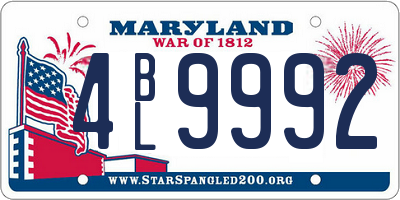 MD license plate 4BL9992