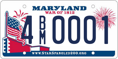MD license plate 4BM0001