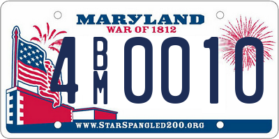 MD license plate 4BM0010