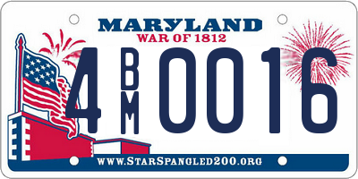 MD license plate 4BM0016