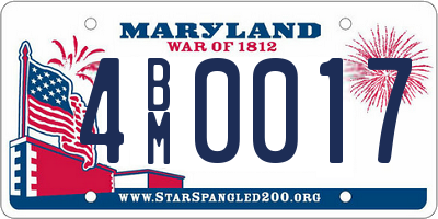 MD license plate 4BM0017