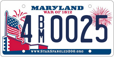 MD license plate 4BM0025
