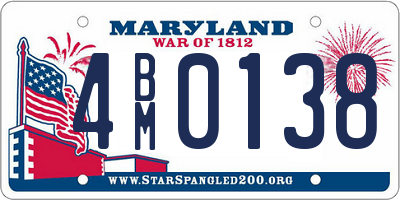 MD license plate 4BM0138