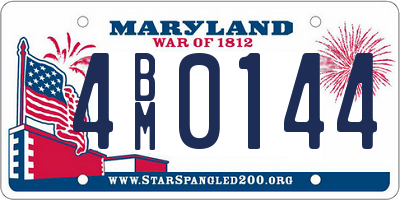 MD license plate 4BM0144
