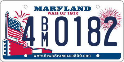 MD license plate 4BM0182