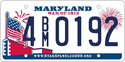 MD license plate 4BM0192