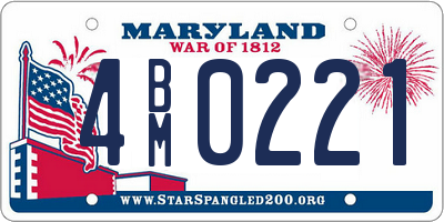 MD license plate 4BM0221