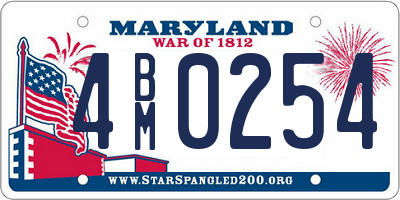 MD license plate 4BM0254