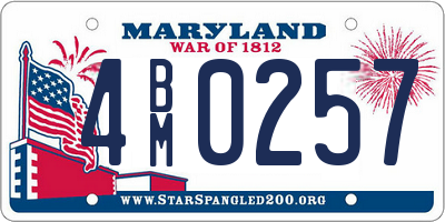 MD license plate 4BM0257