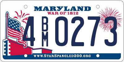MD license plate 4BM0273