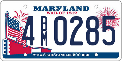 MD license plate 4BM0285