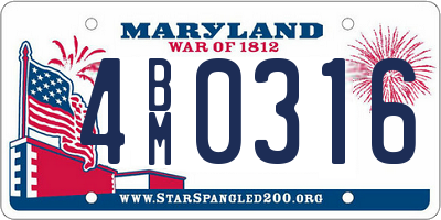 MD license plate 4BM0316