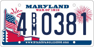 MD license plate 4BM0381