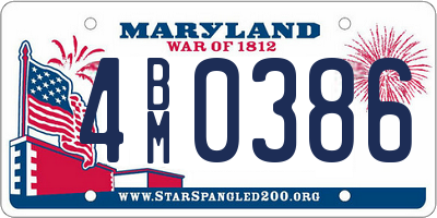 MD license plate 4BM0386