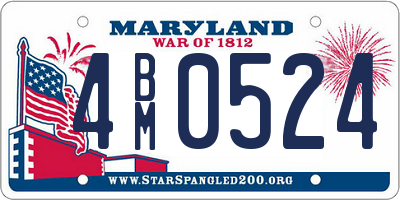 MD license plate 4BM0524