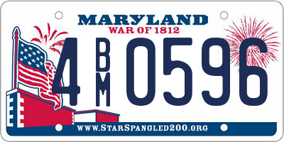 MD license plate 4BM0596