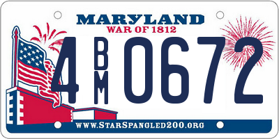 MD license plate 4BM0672