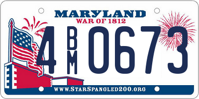 MD license plate 4BM0673