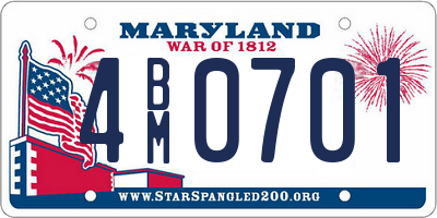 MD license plate 4BM0701