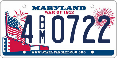 MD license plate 4BM0722