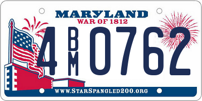MD license plate 4BM0762