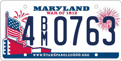 MD license plate 4BM0763