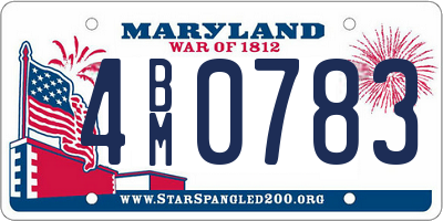 MD license plate 4BM0783