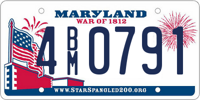 MD license plate 4BM0791