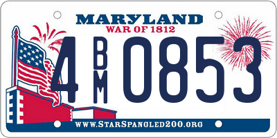 MD license plate 4BM0853