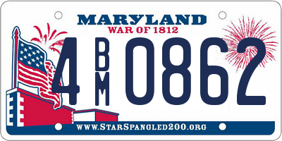 MD license plate 4BM0862