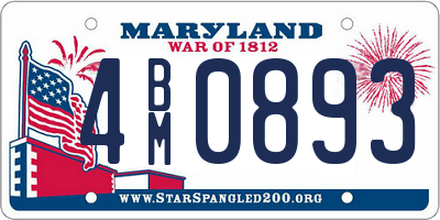 MD license plate 4BM0893