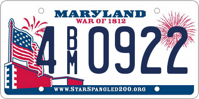 MD license plate 4BM0922