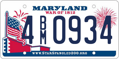 MD license plate 4BM0934