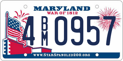 MD license plate 4BM0957