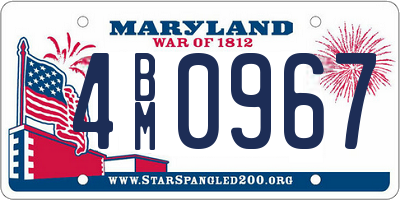 MD license plate 4BM0967