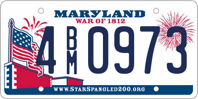 MD license plate 4BM0973