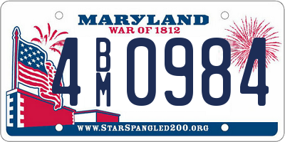 MD license plate 4BM0984