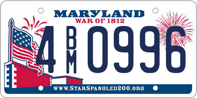 MD license plate 4BM0996